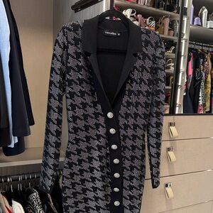 Retrofete Black and White Long Sleeve Dress